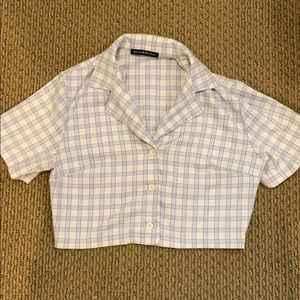 Brandy Melville Light Blue and White Vivian Top